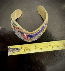Vtg 1989 Signed M&J Hansen Brass Rhinestone Collar Necklace, Bracelet, Earrings