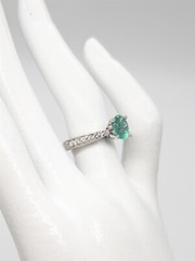 Estate $4000 1.50ct AAA+++ Natural Emerald VS G Diamond Platinum Wedding Ring 5g