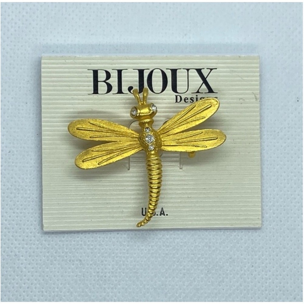Bijoux Designs Brooch NEW 3-DGold Dragonfly Animal Vintage Original Packaging!