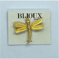 Bijoux Designs Brooch NEW 3-DGold Dragonfly Animal Vintage Original Packaging!