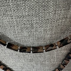Vintage Faceted Rectangle Beads Faux Wood Brown Black & Pierced Earrings