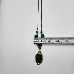 Fabulous green glass faux jade necklace elegant Deco styling Estate jewelry