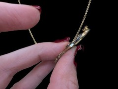 Automade 12k Gold Filled Floral Art Nouveau Pendant Vintage Steel Necklace