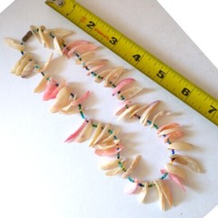 Vintage Dyed Seashell Shell Necklace Fringe Boho Beach Coastal Mermaidcore Beach