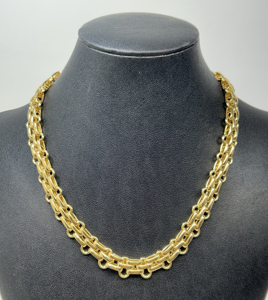Vtg Christian Dior Gold Plated Fancy Link Chunky Chain Choker 17.75” L x .5″ W
