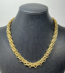 Vtg Christian Dior Gold Plated Fancy Link Chunky Chain Choker 17.75” L x .5″ W