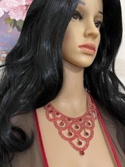 🔥Vintage Style Red Bib Necklace Earrings Set Not Signed (was $110.)