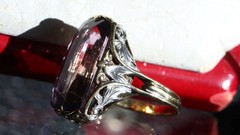 14k multi tone gold sz: 5 ring 5.50ct lab-created amethyst solitaire 6.72g
