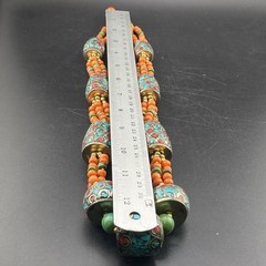 Beautiful Handmade Nepali Jewellery Turquoise Coral & Brass Beads Necklace