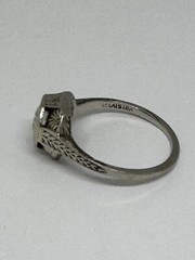 Belais Antique Art Deco 1.02 Ct Solitaire Diamond 18K White Gold Ring Sz 7.25