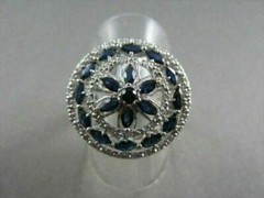 ANTIQUE WIDE FILIGREE 14KT 2.25CTW G VS DIAMOND & AAA BLUE SAPPHIRE RING AMAZING