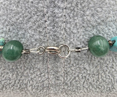 Turquoise Jade Bead Necklace 26 In Earthy Green Gemstone Silver Tone VTG