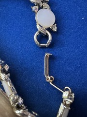 Vintage Judy Lee Signed White Moonglow Lucite Parure Necklace Bracelet Earrings