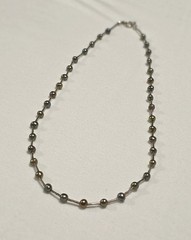 925 Sterling Silver Peacock Pearl Station Necklace 16″ Taxco Style Vintage