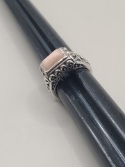 Vtg Pink Agate Sterling Silver 925 Size 6 Ross Simons Scrollwork Ring 6 Grams