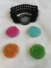 Vtg JTV Stretch Bracelet 6″-8″ Jewelry Interchangeable Magnetic Carved Roses