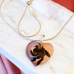 FAS Designer Italy Necklace Sterling Silver & Puffy Heart Pendant DOUBLE SIDED