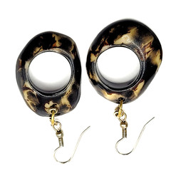 Acrylic Faux Dark Shell Irregular Circle Dangle Hoop Hook Style Pierced Earrings