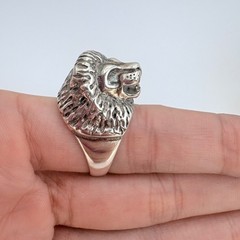 Three Dimensional Lion Head Statement Ring VTG Sterling Silver 925 Size 11.75