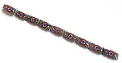 Old, Vintage Micro Mosaic Bracelet ~ Rectangle Panels ~ 6.75 Inches