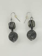 Vintage Silver Mesh Drop Earrings 2 Inch Dangle Unique Design
