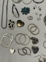 110 Pc Silver Tone Costume Jewelry Lot, All Wearable, Vintage to Modern