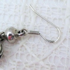 Vintage 925 Sterling Silver Dangle Filigree Bauble Earrings Gift for Women