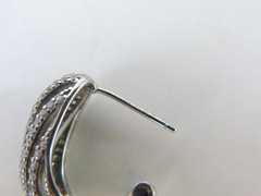 Vintage Sterling Silver 925 Gold Pave CZ Huggie Small Hoop Omega Earrings