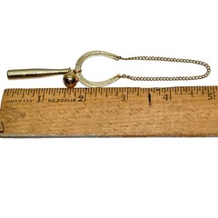 Vintage Gold-toned Good Luck Horseshoe Baseball Bat and Ball Charm Pendant Tie