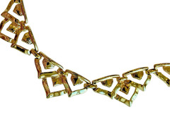 Vtg Deco Style Necklace Signed Coro Gold Tone Adjustable Length Choker Triangle