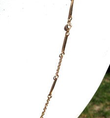 Vintage Necklace Gold Tone Delicate Bar Links / Crystals Very Elegant 20″