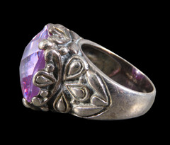 VTG Sterling Silver CHUNKY BIG COCKTAIL RING Light Purple CUSHION CUT Amethyst 6