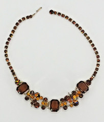 JULIANA D&E Amber Topaz Emerald-Shaped Rhinestones 5-Link Necklace
