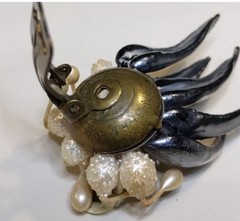 WEST GERMANY Beaded Clip Earrings Signed Vintage Jewelry Pearl