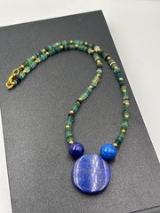 Antique Beaded 100% Lapis Lazuli With Roman Glass Necklace From Afghanistan