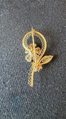 OPALITE 1/20 12KT Gold Filled Filigree Brooch & Screwback Earrings Vintage Box