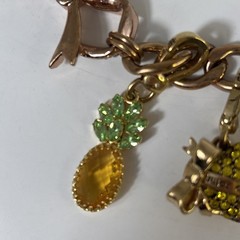 Vintage Juicy Couture Charm Bracelet Y2K Pave Rhinestones Bits Heart Flower