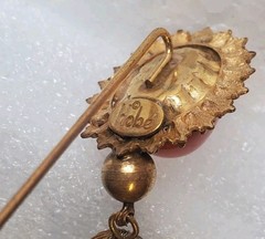 Vintage Hobe faux coral gold tone stick pin