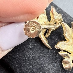 VTG 1940s-1950s Coro Lovebird Clip Earrings – Rhinestone & Enamel Garden Motif