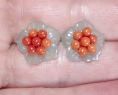 Vintage Jade Flower Jackets EarringsBridal Wedding: Use with any Studs