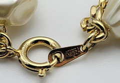 Vintage Signed KOREA Gold Tone White Baroque Faux Pearl Necklace 29 In 2-Strand