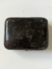Antique Art Nouveau (?) Black Leather & Purple Silk Jewellery Presentation Box