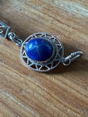 Vintage 14k white Gold-Filled Sentiment bracelet with simulated star sapphires