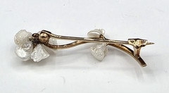 Vintage American Natural Freshwater Pearl and Diamond Brooch 14K