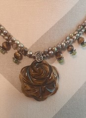 GORGEOUS Vintage Handmade Pearl & Tigers Eye Choker Necklace