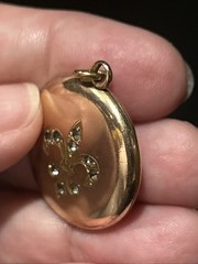 Victorian 7.3g W&H Nouveau Gold Filled Paste Stone Fleur De Lis Locket Pendant