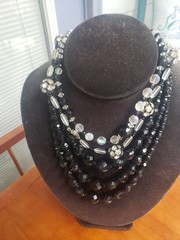 Lot 3 Vintage Glass Jet Crystal Rhinestone Neckaces
