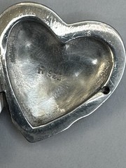 VINTAGE HEART LOCKET AMETHYST STERLING SILVER 925 PENDANT MARCASITE LOVE RETRO