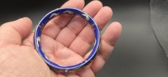 VTG Chinese Cloisonné Bangle Bracelet Blue With Multi Color Painted Designs