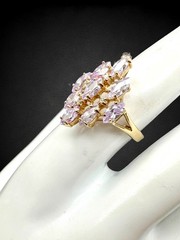 Vintage Pale Tanzanite Diamond 10kt Yellow Gold Cocktail Ring Sz 8 3.58g LGL